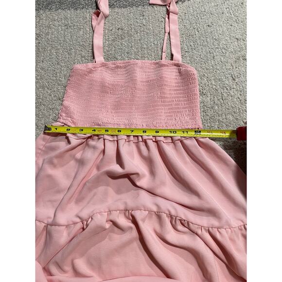 Francesca's Mi Ami Tiered Tank Maxi Dress Womens Size Small Shirred Ruched Pink - Picture 2 of 9